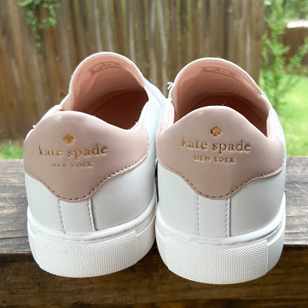 Kate Spade Women's Perforated White & Pink Leather Slip-On Sneakers. Comfortcore - Picture 6 of 16